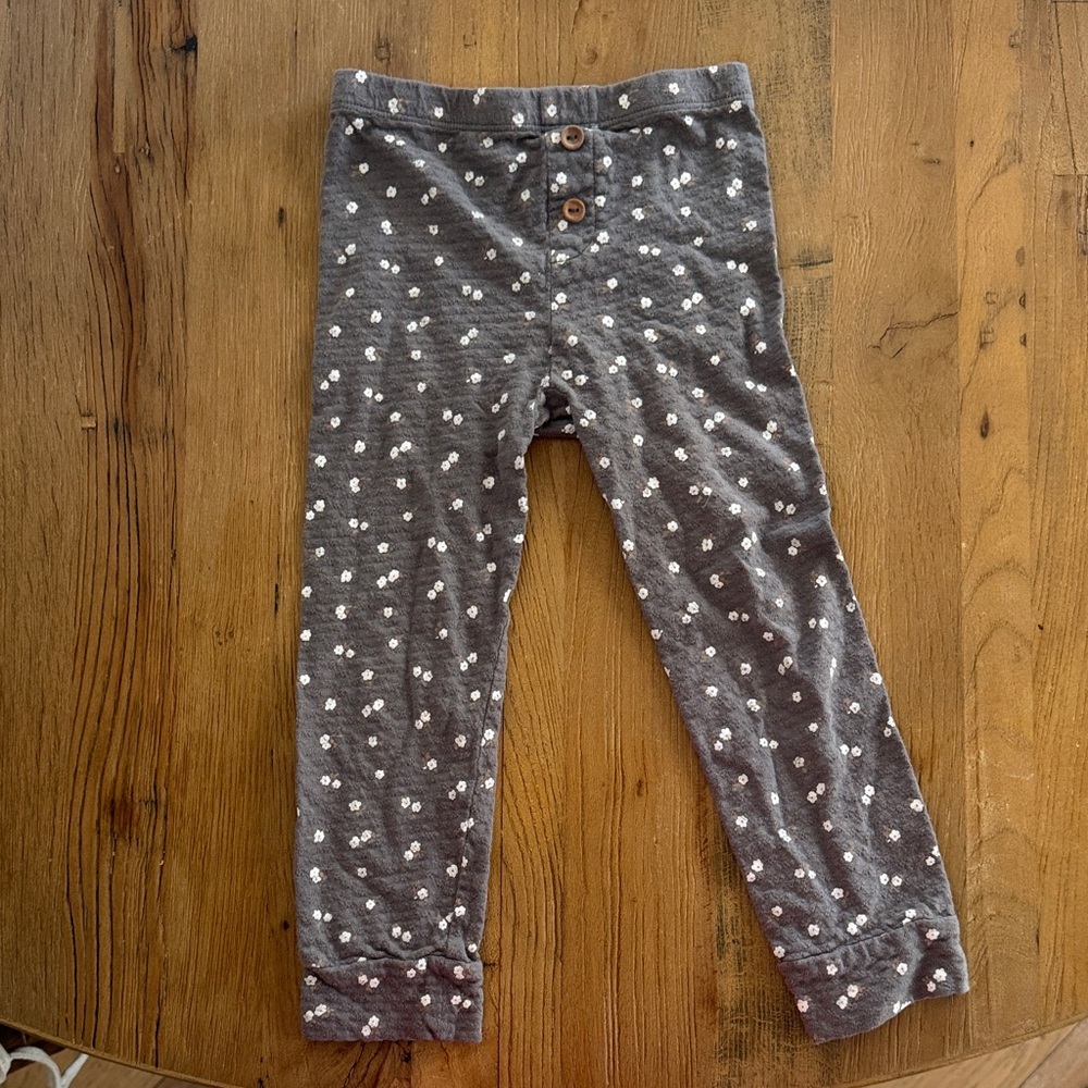 Gray Polka Dot Kids Leggings with Button Detail
